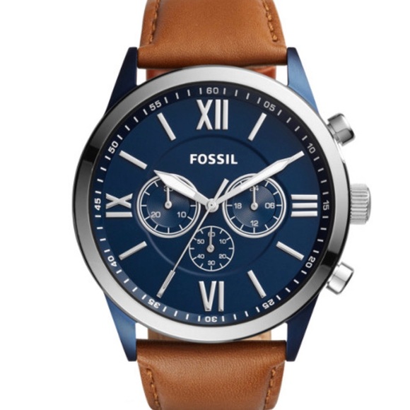 NWT Fossil Flynn Chronograph Brown Leather Watch